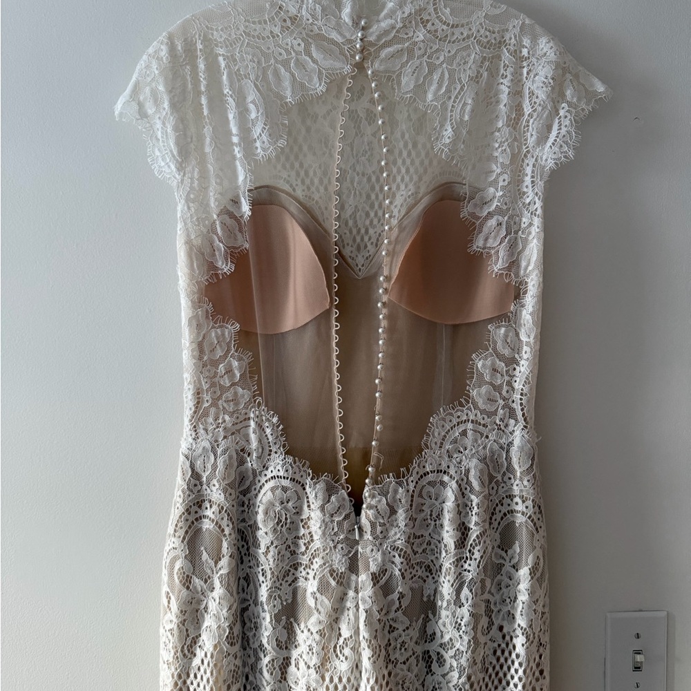 NWT W Too by Watters Locket Uma Wedding Dress in Ivory/Nude Size 14 Lace Train - Picture 8 of 16